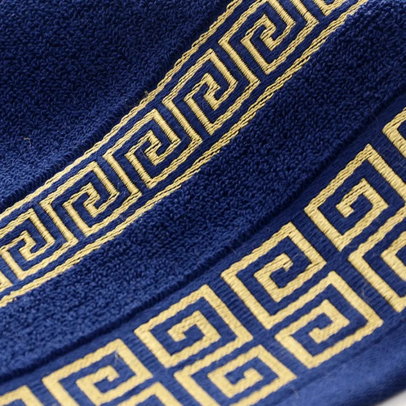 Luxury Cotton Towel Set – Geometric Embroidered Design