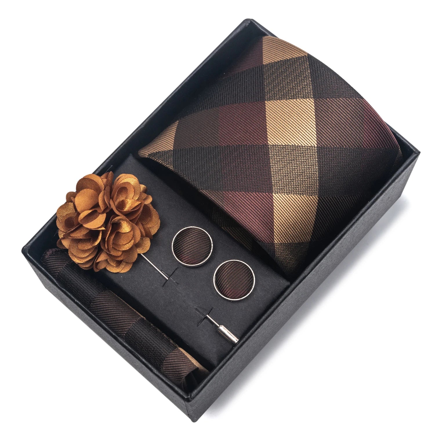 Striped Silk Necktie Gift Set – 4-Piece Men's Accessory Collection