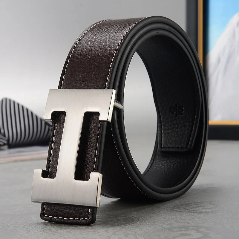 Versatile Split Leather Belt with Minimalist Buckle Design for Adults