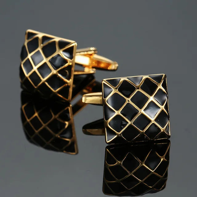 Modern Men's Square-Design Copper Cufflinks