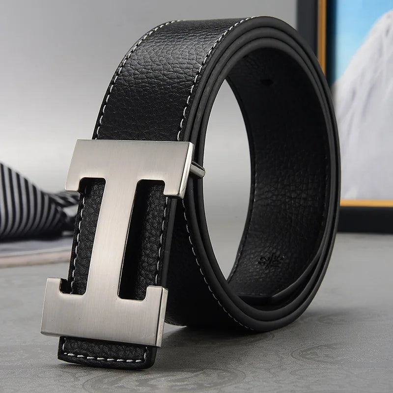 Versatile Split Leather Belt with Minimalist Buckle Design for Adults