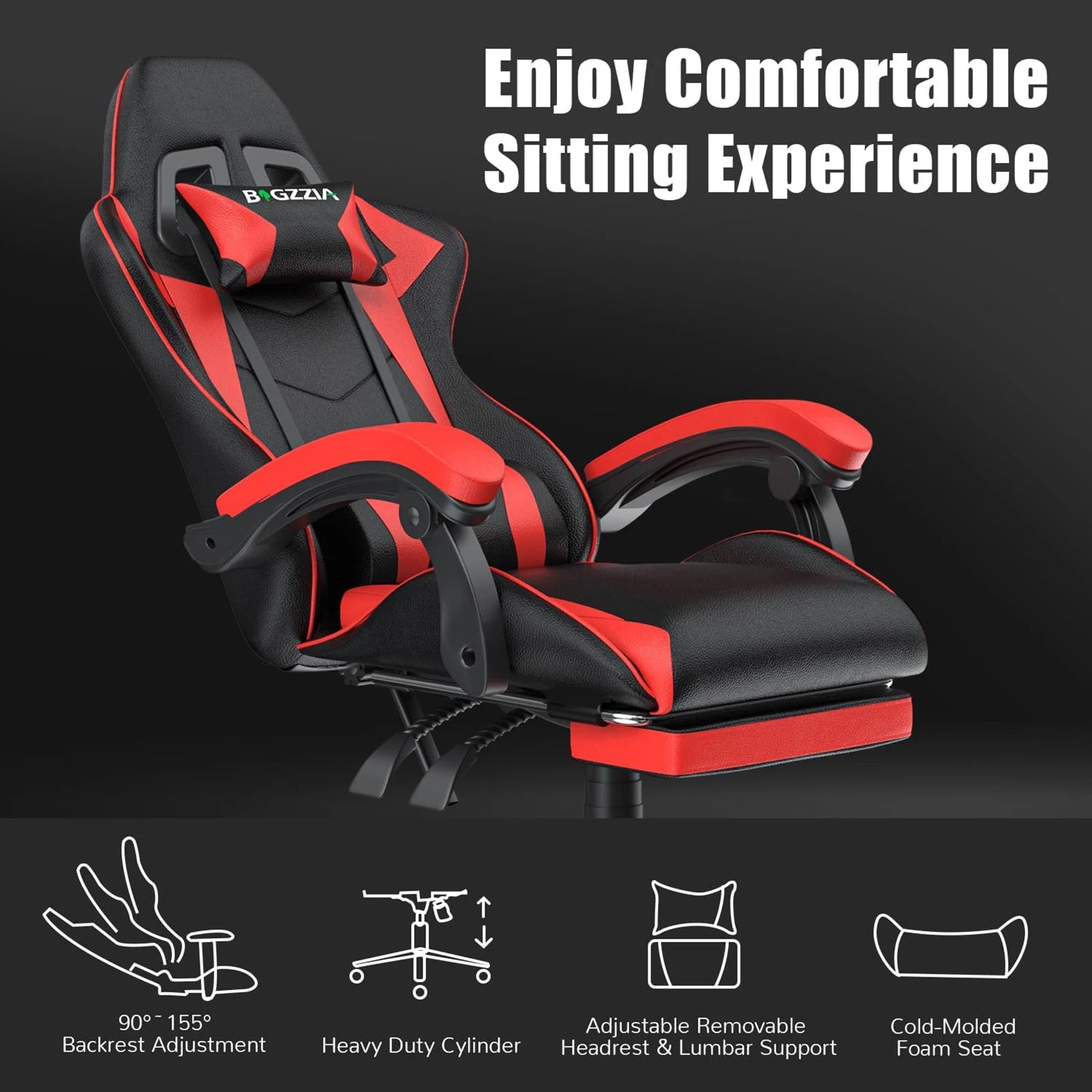 Ergonomic Gaming Chair with Footrest – Adjustable Swivel Office Seat