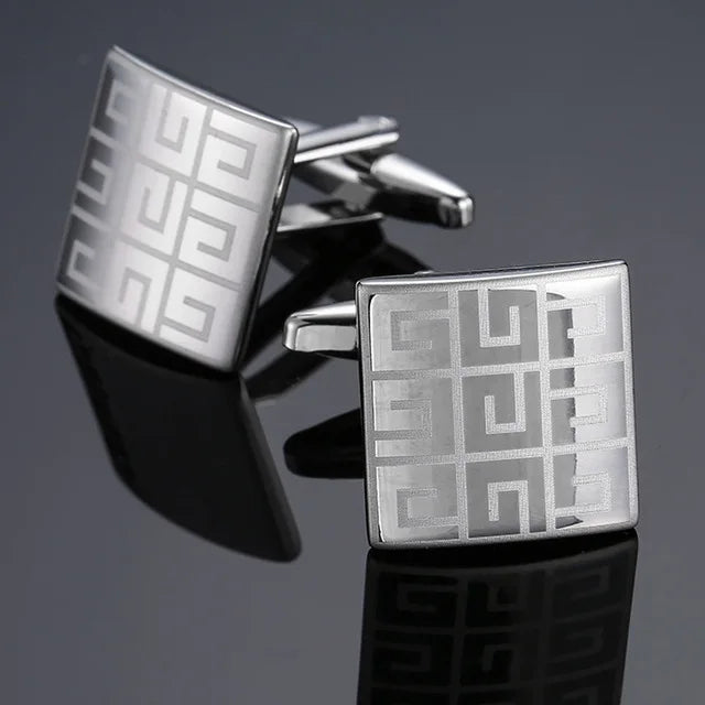 Modern Men's Square-Design Copper Cufflinks