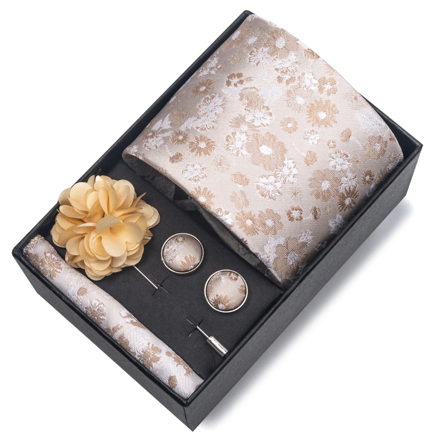 Striped Silk Necktie Gift Set – 4-Piece Men's Accessory Collection