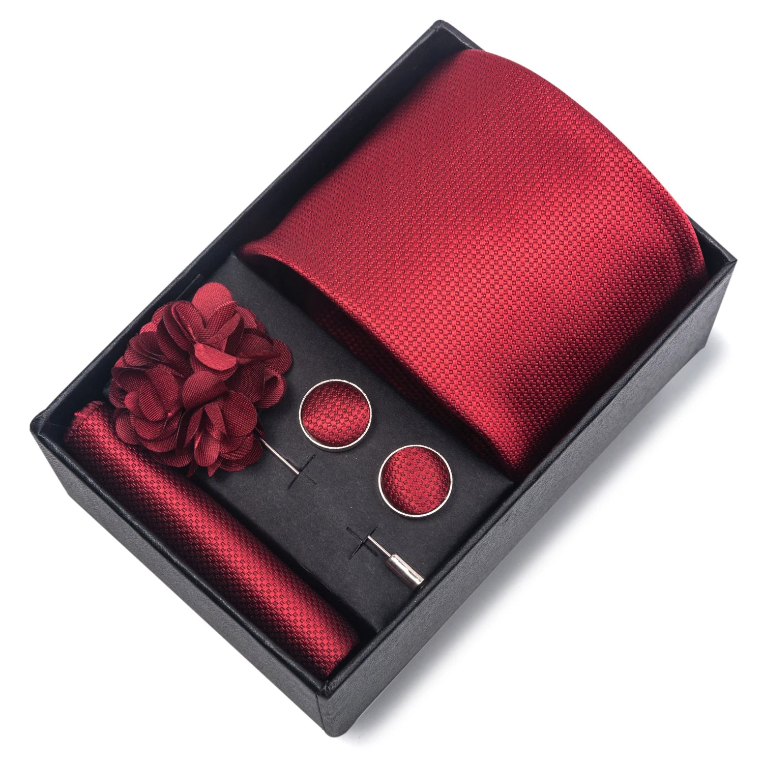 Striped Silk Necktie Gift Set – 4-Piece Men's Accessory Collection