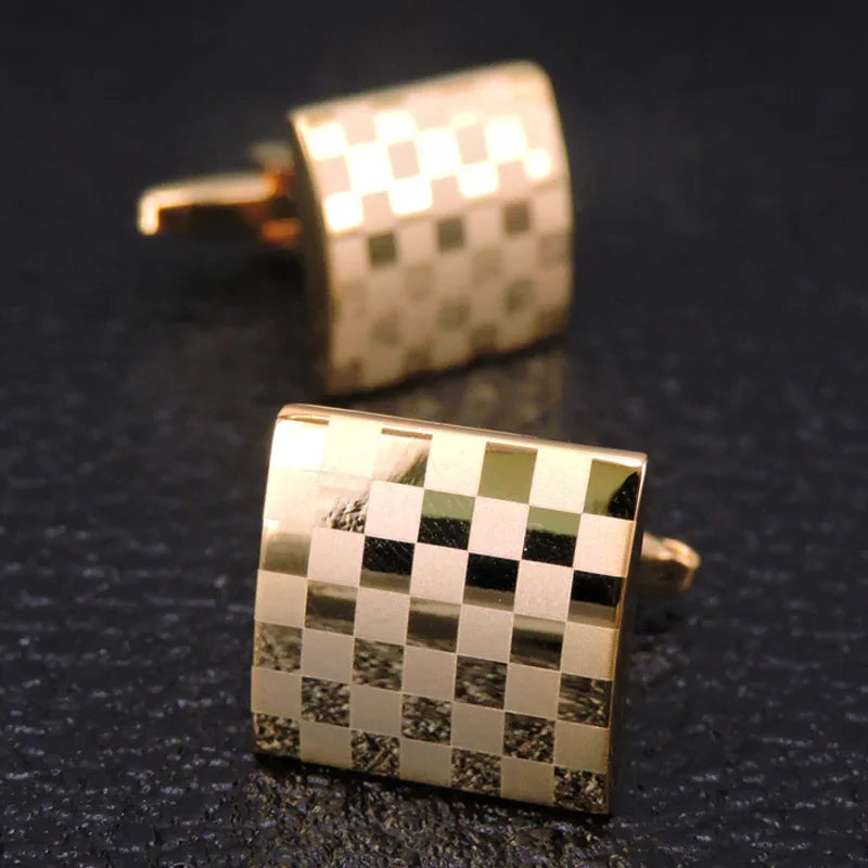 Modern Men's Square-Design Copper Cufflinks