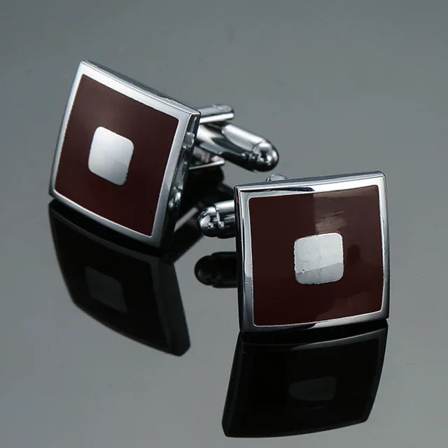 Modern Men's Square-Design Copper Cufflinks
