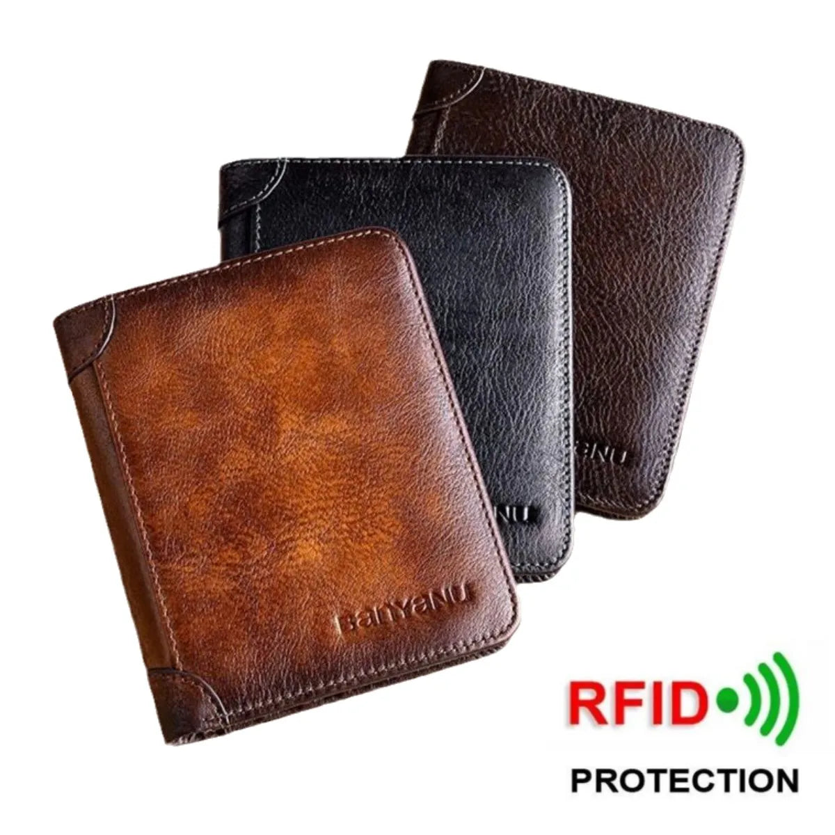 Men's Genuine Leather Wallet – RFID Protection