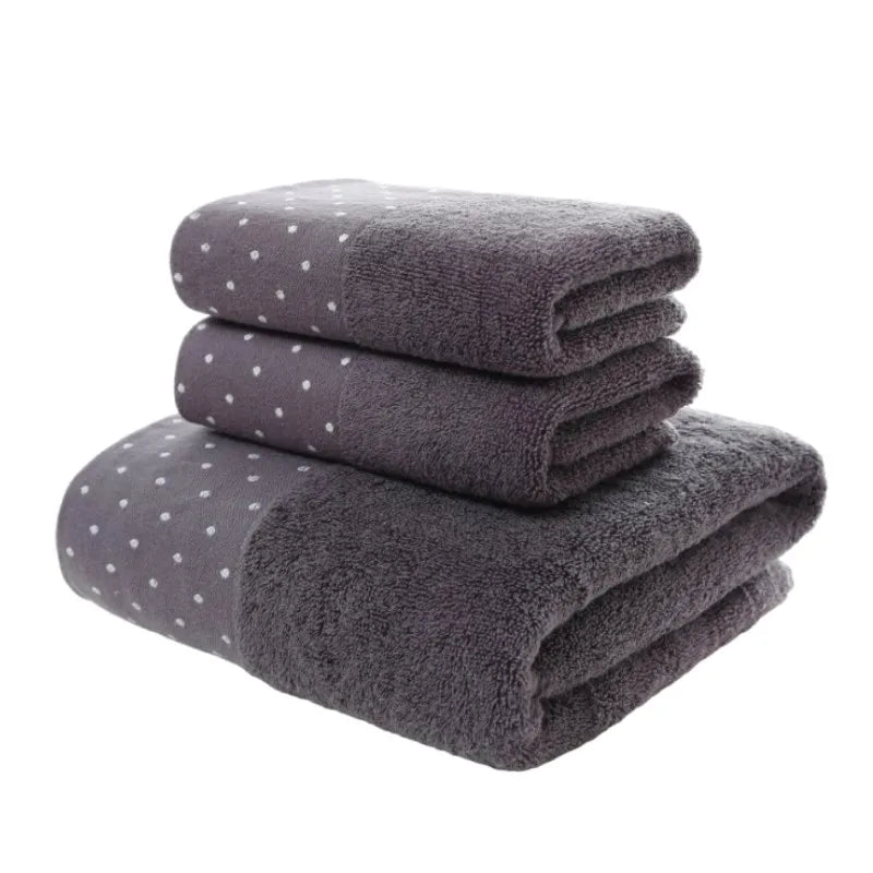 Luxury Cotton Towel Set – Geometric Embroidered Design