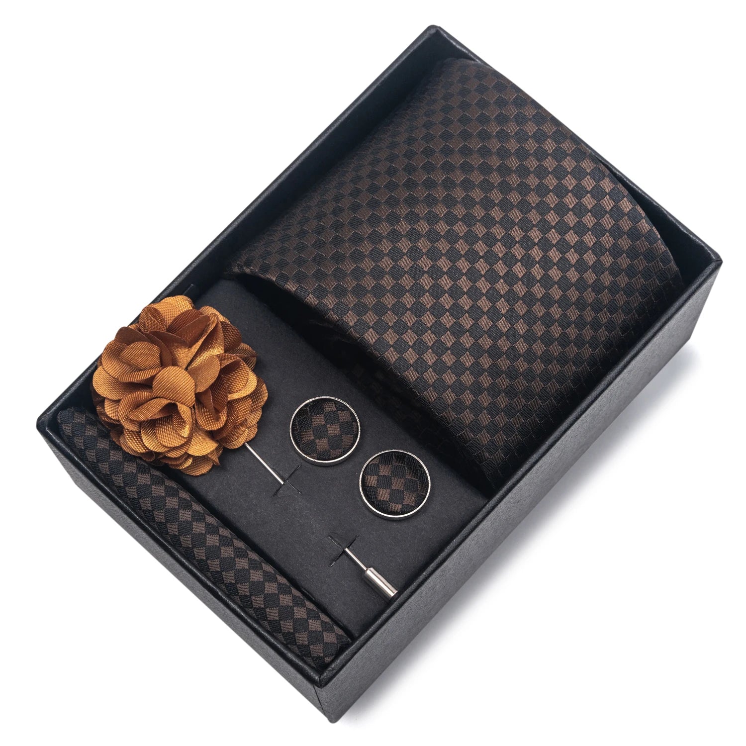 Striped Silk Necktie Gift Set – 4-Piece Men's Accessory Collection