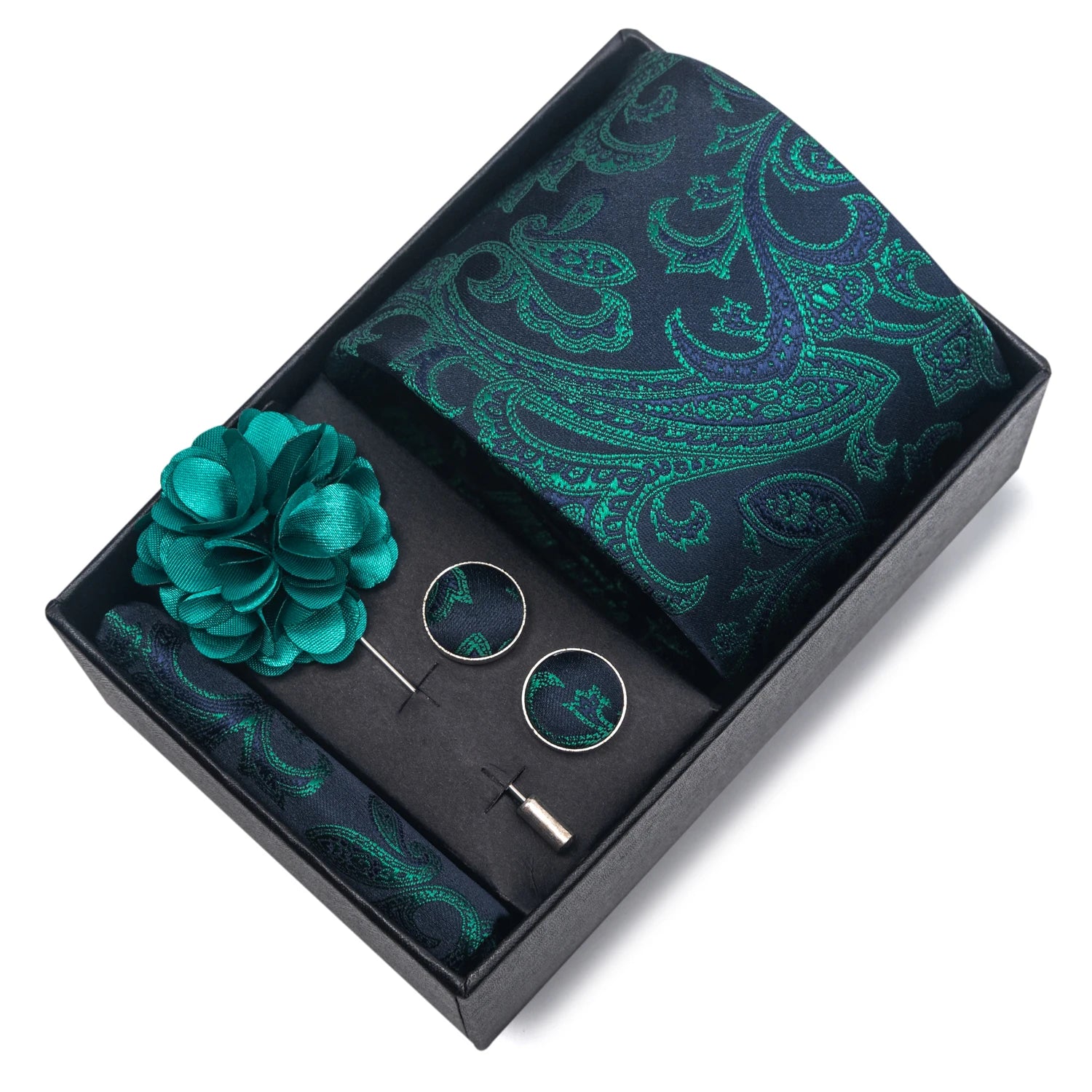 Striped Silk Necktie Gift Set – 4-Piece Men's Accessory Collection