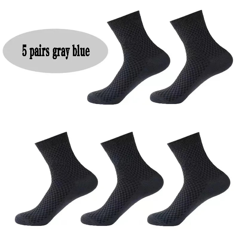 Men's Bamboo Fiber Crew Socks – 5 Pairs