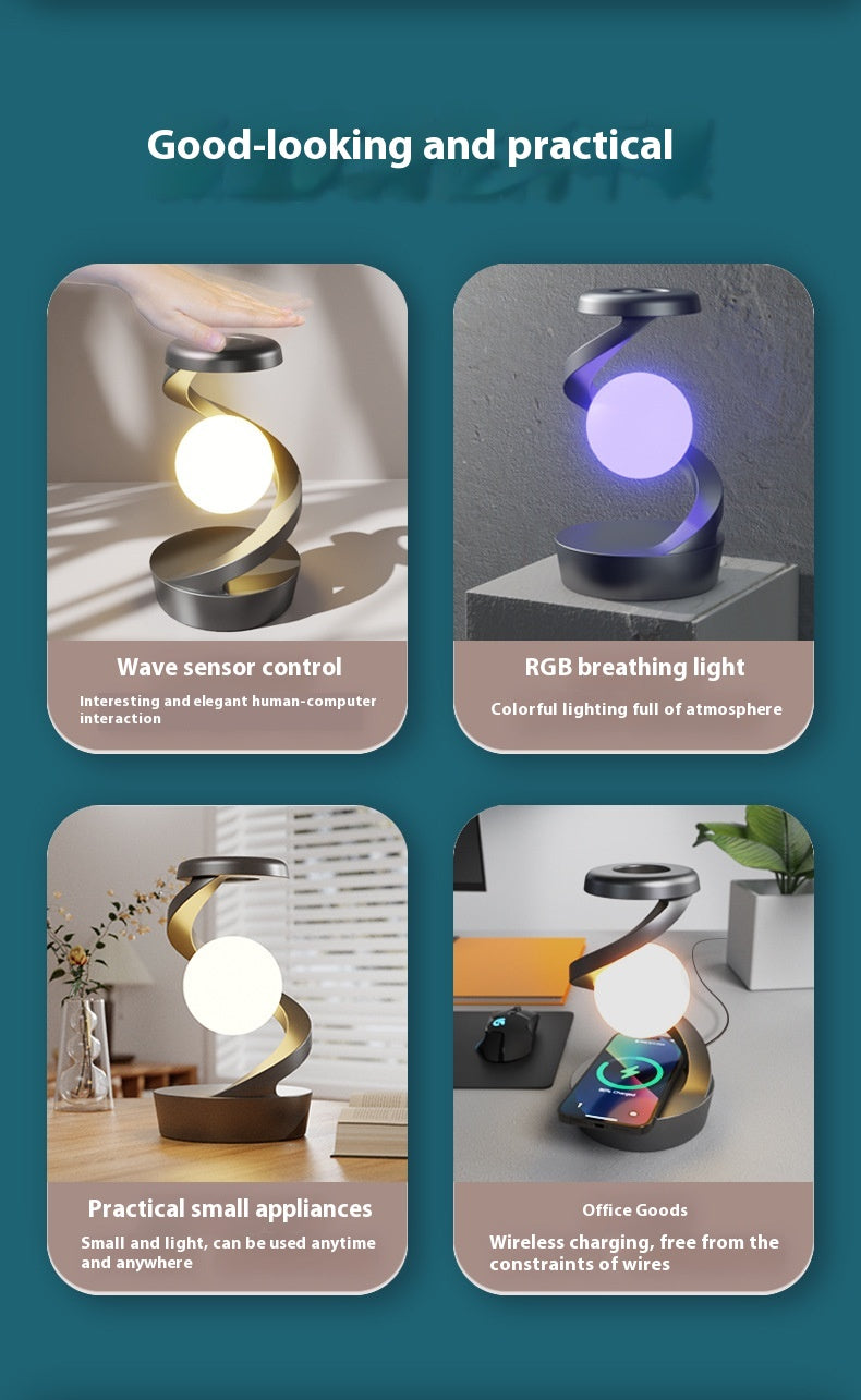 Rotating Moon Desk Lamp With Phone Wireless Charging Sensor Control Table Lamps Decorative Desktop Lamp Small Night Lamp