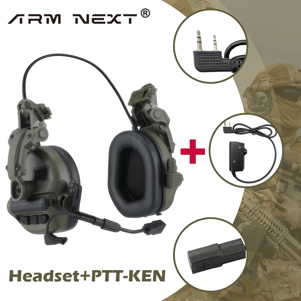 ARM NEXT F30 Tactical Headset Helmet Headphone for Military Shooting Hearing Protection Noise Cancelling Headphone+PTT Adapter