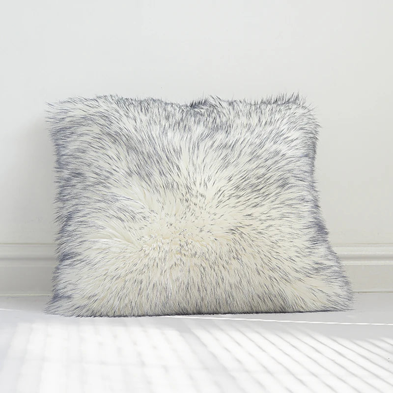 High-end Fluffy Faux Fox Fur Throw Pillows Decor Home High Quality Plush Back Cushion for Sofa Bed Chair Super Soft Cushion Cozy