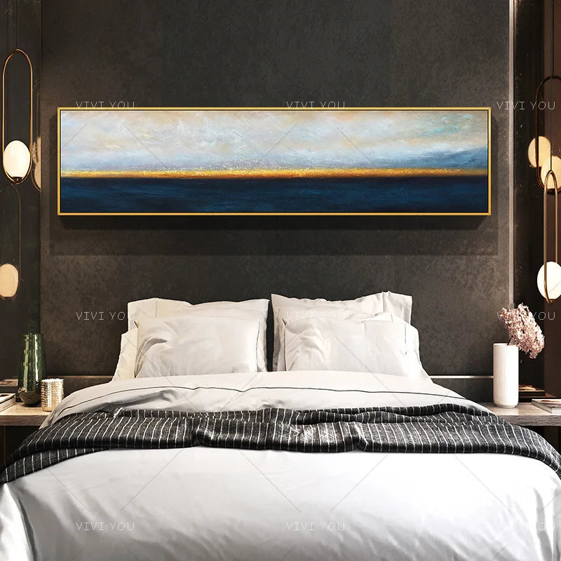 Hand painted Modern Abstract Oil Painting on Canvas art Nordic Abstract sunrise Oil Paintings for Living Room wall Decoration