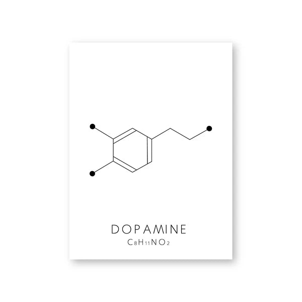 Serotonin & Dopamine Molecule Line Art – Canvas Print