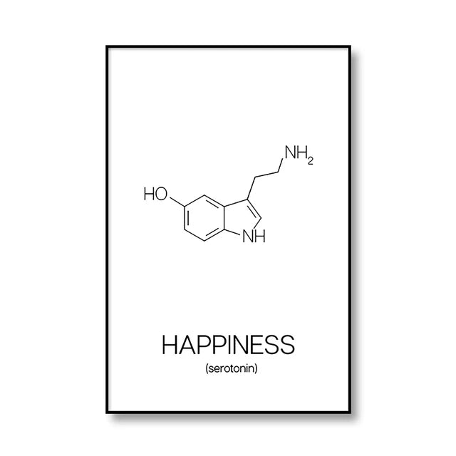 Serotonin & Dopamine Molecule Line Art – Canvas Print