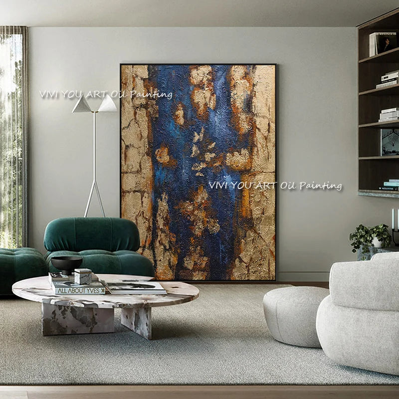 The Top Selling Golden Abstract Handpainted Shadow Simple Oil Painting Best Gift On Canvas Wall Art Pictures For Office Decor