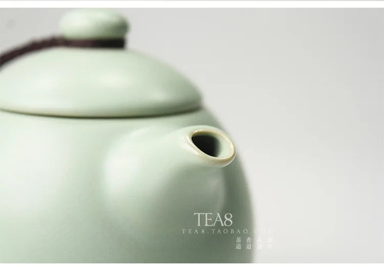 Azure Ru Ware Teapot High-End Authentic Gracked Glaze Little Pot of Vintage Pot Porcelain Kung Fu Kettle Tea Ceramic Teapot