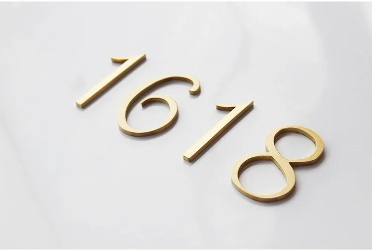 Brass Digital House Number Customized Home Self-Adhesive High-End Creative Hotel Metal Number Plate Vintage Ornament