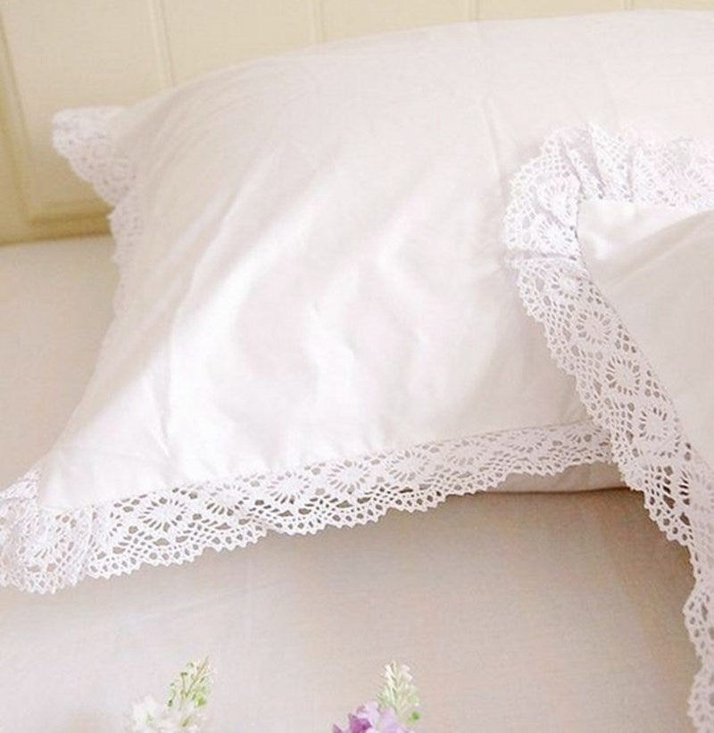 1 piece Princess Pure White Double Layer Lace Flounced Cotton Wedding Pure Cotton Bedding Pillowcase pillow cover fall decor