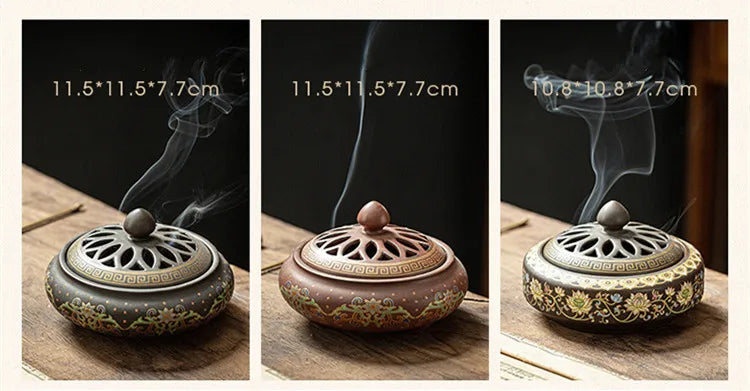 Ceramic Incense Burner Holder Coil Cones Stick Incense Buddhist Home Decor Tearoom Yoga Room Desktop Ornaments 8 Styles