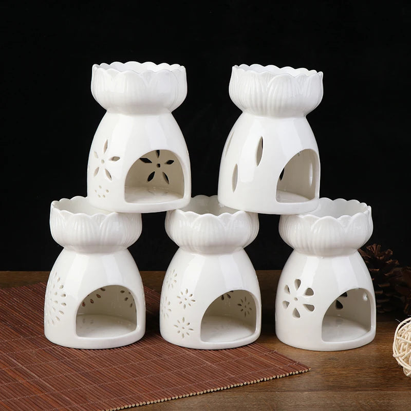 1pc Ceramic Candle Holder Oil Incense Burner Essential Aromatherapy Oil Burner Lamps Porcelain Home Living Room Decoration