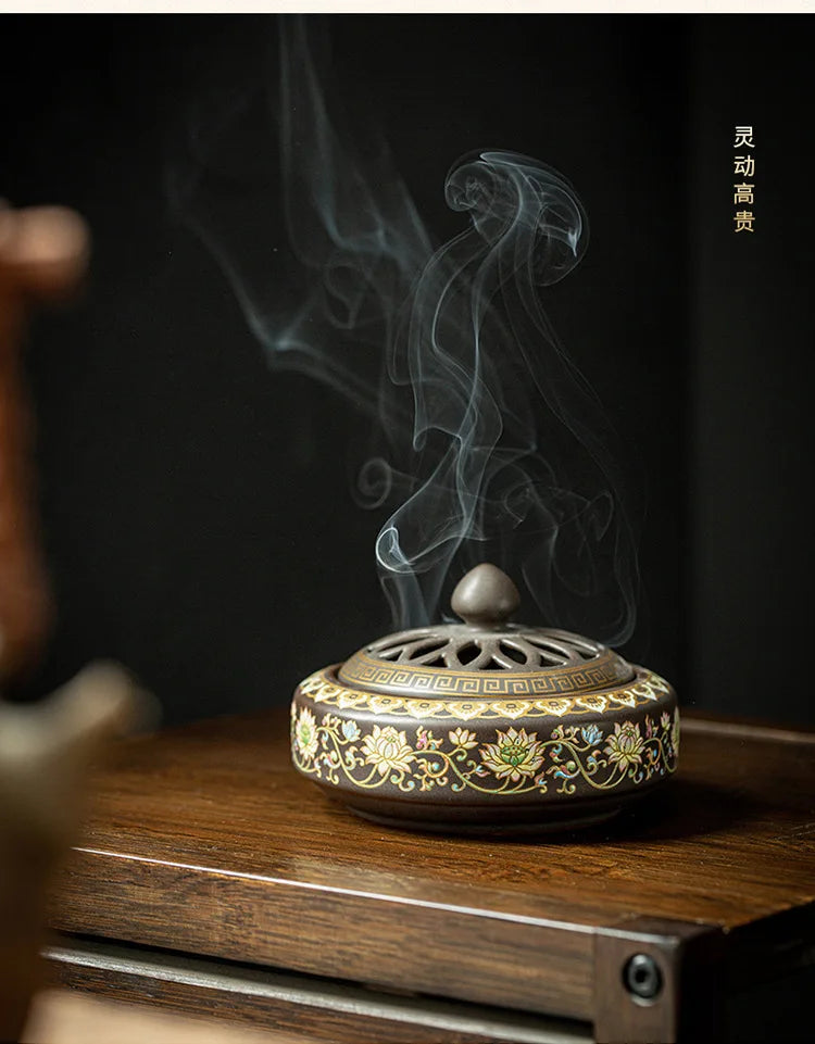 Ceramic Incense Burner Holder Coil Cones Stick Incense Buddhist Home Decor Tearoom Yoga Room Desktop Ornaments 8 Styles