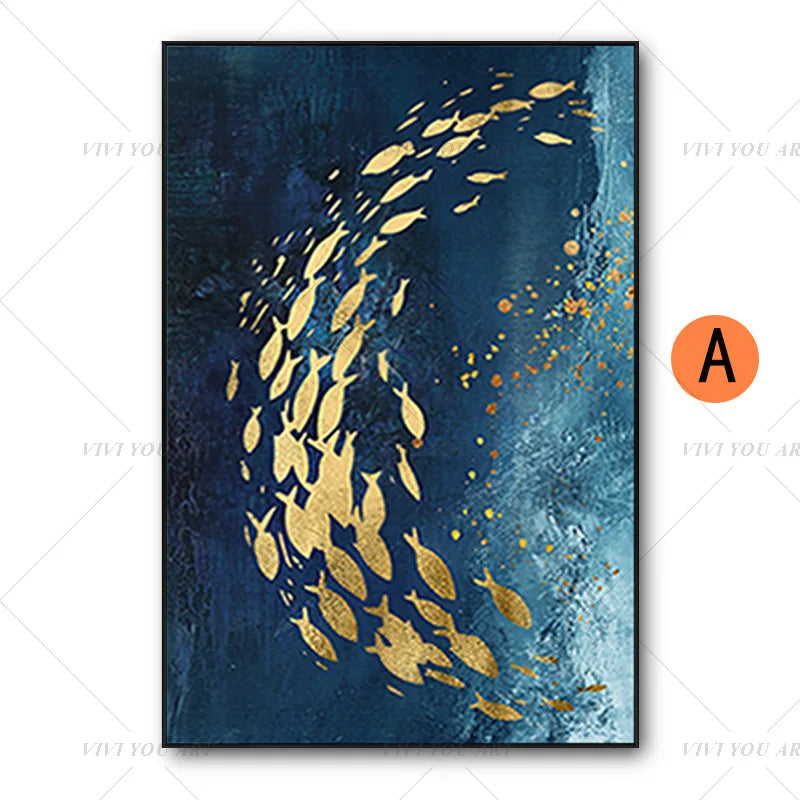 2020 New Handmade Golden Fish Oil Painting Canvas Wall Art Paint Home Decor Home Decoration Wall No Frame