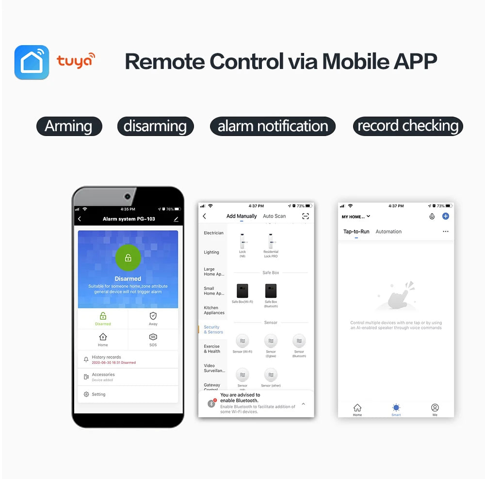 PGST 433MHz All Touch Screen Wireless WIFI GSM RFID Card Burglar Alarm System Smart Home Security DIY Alarm TUYA Smart Life