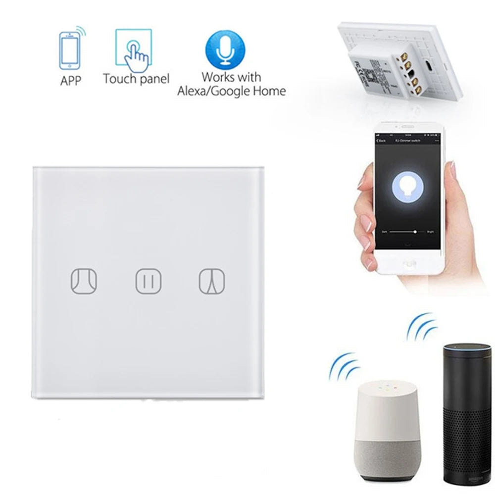 Shawader Wi-Fi Smart Curtain Switch Timer Blinds Clock Watch Shutter Tubular Motor Roller Remote by Alexa Google Home Assistant