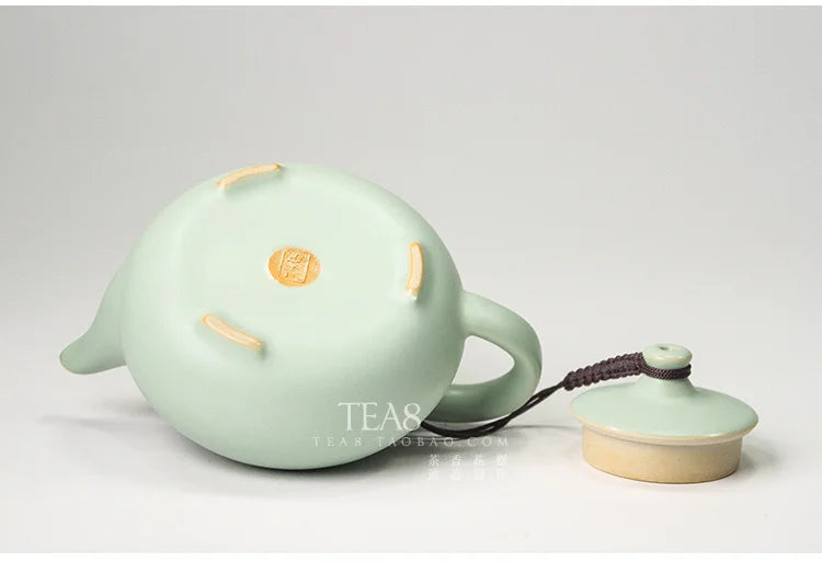 Azure Ru Ware Teapot High-End Authentic Gracked Glaze Little Pot of Vintage Pot Porcelain Kung Fu Kettle Tea Ceramic Teapot