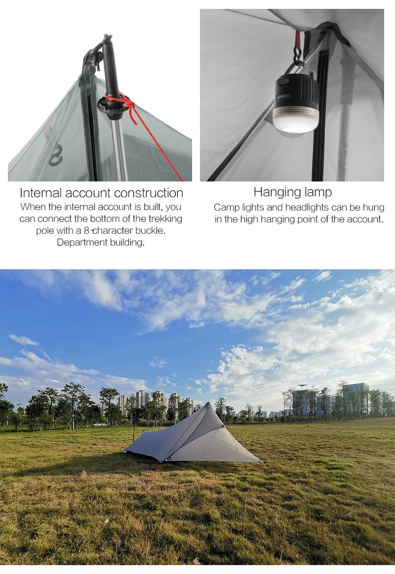 FLAME'S CREED XUNSHANG Ultralight Camping Tent 20D Nylon Both Sides Silicon shelter tarp 1 Person 3 Season  Rain Fly Tent Tarp