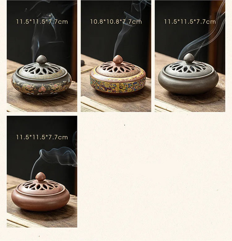 Ceramic Incense Burner Holder Coil Cones Stick Incense Buddhist Home Decor Tearoom Yoga Room Desktop Ornaments 8 Styles