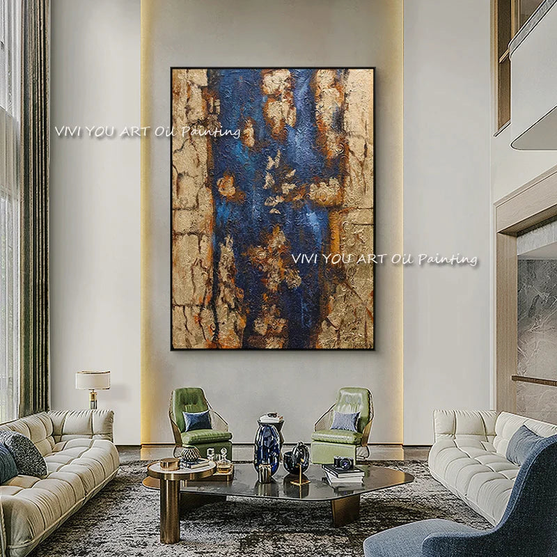 The Top Selling Golden Abstract Handpainted Shadow Simple Oil Painting Best Gift On Canvas Wall Art Pictures For Office Decor