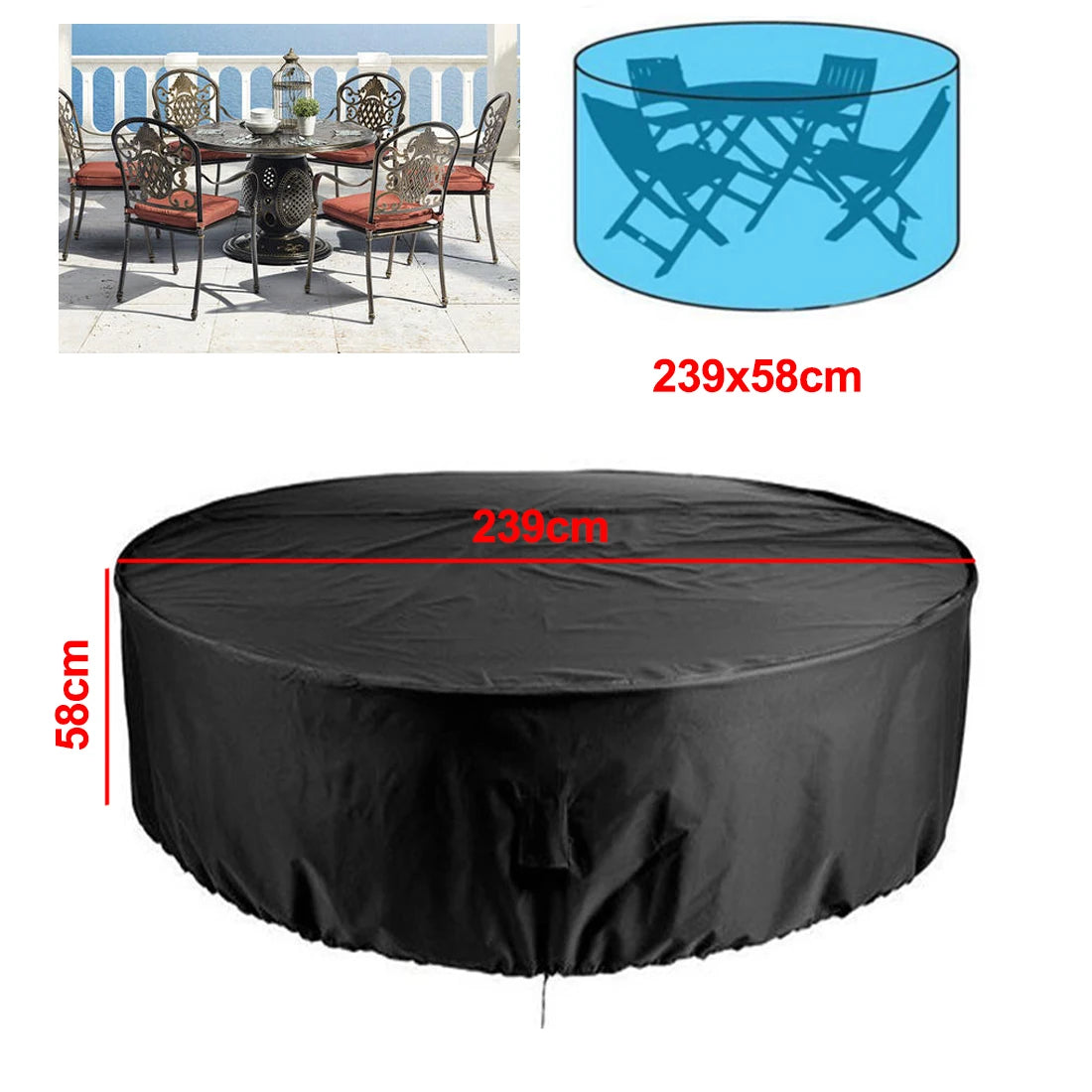 Outdoor Garden Furniture Cover Round Table Chair Set Waterproof Oxford Wicker Sofa Protection Patio Rain Snow Dustproof Covers