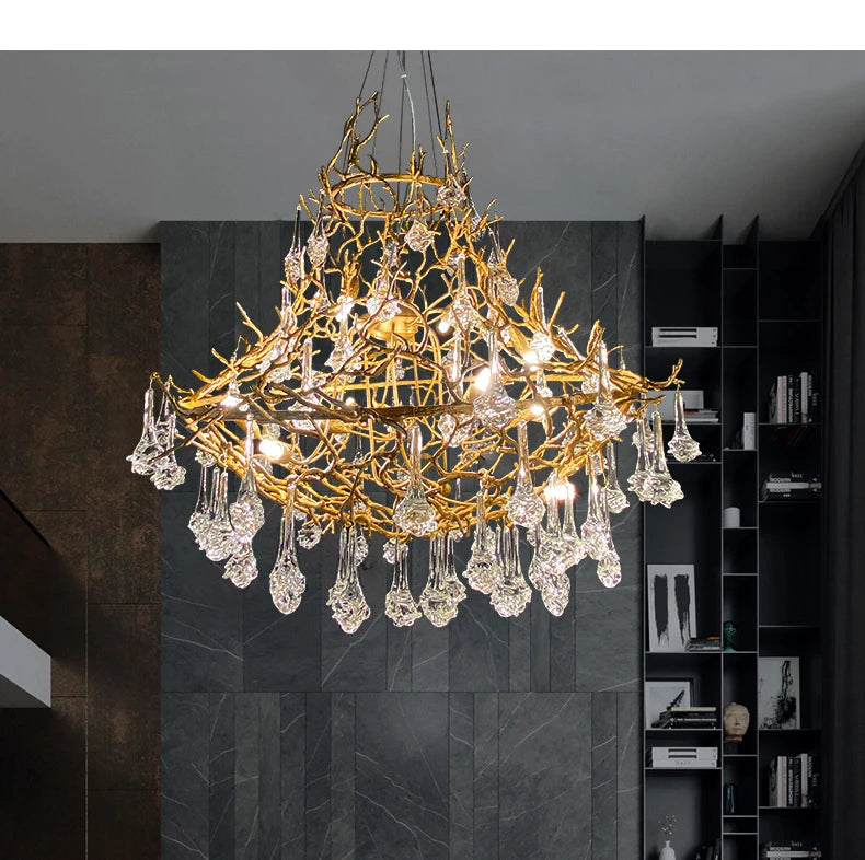 Luxury living room lamp luxury bedroom chandelier French restaurant half ring lamp creative personality princess crystal lamp