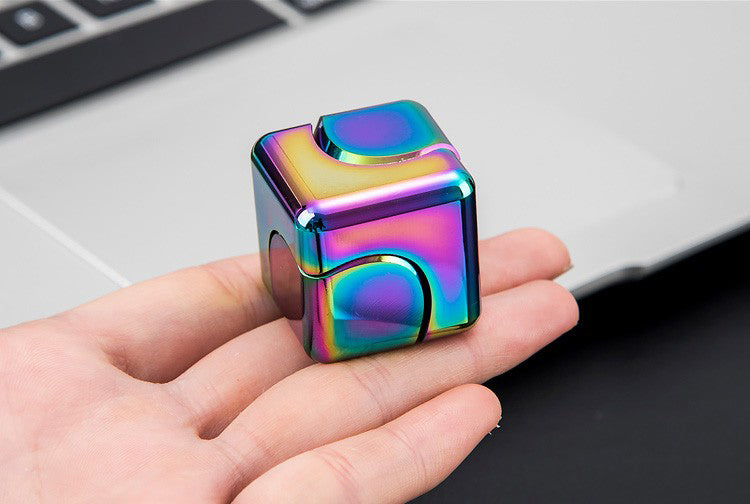 Square Decompression Spinning Top Dice Cube Anti-Anxiety Fingertip Toys Hand Fidget Spinner Vent Toys Flipo Flip For Children