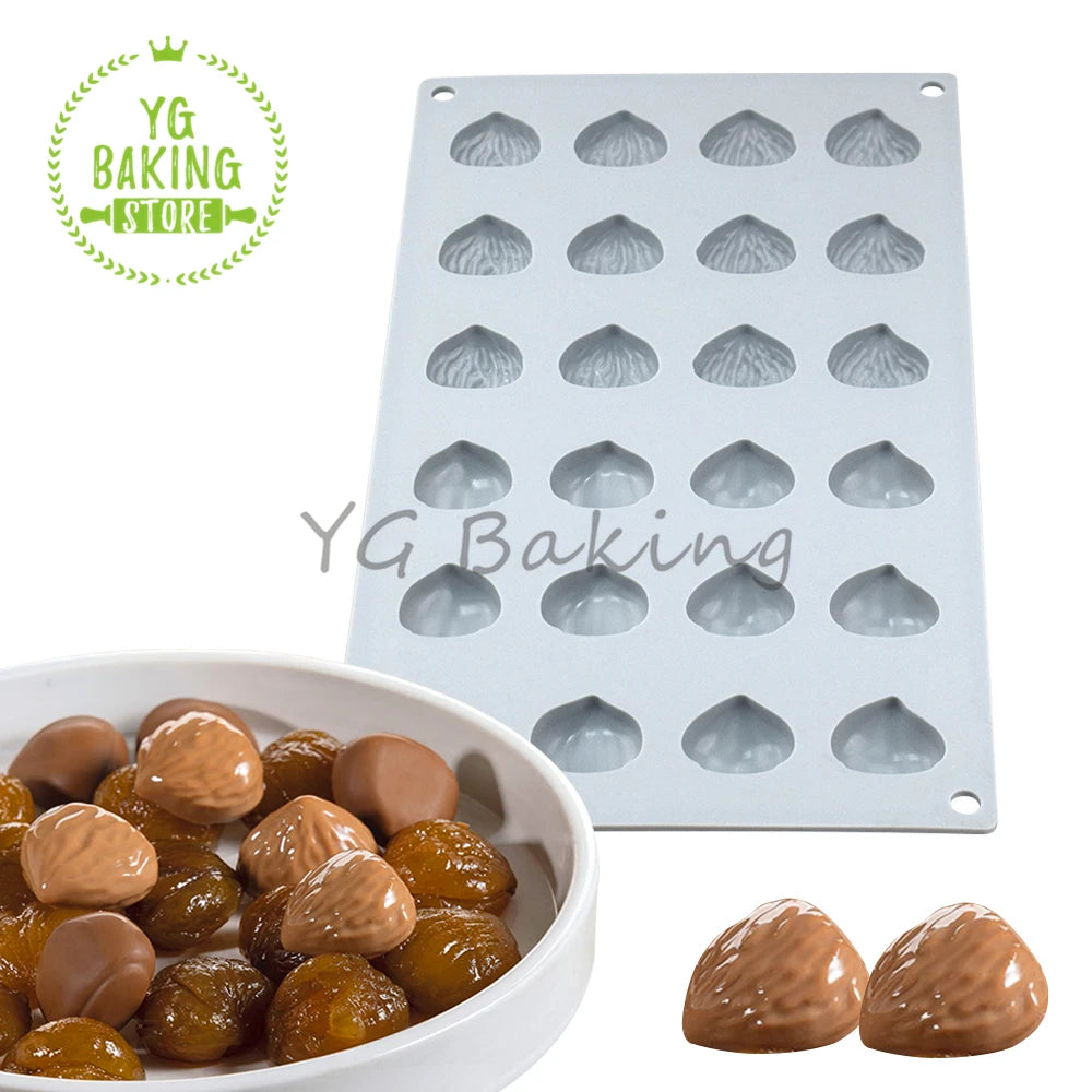 Dorica 24 Cavity Chestnut Design Mousse Mould DIY Pudding Dessert Chocolate Silicone Mold Cake Decorating Tools Kitchen Bakeware