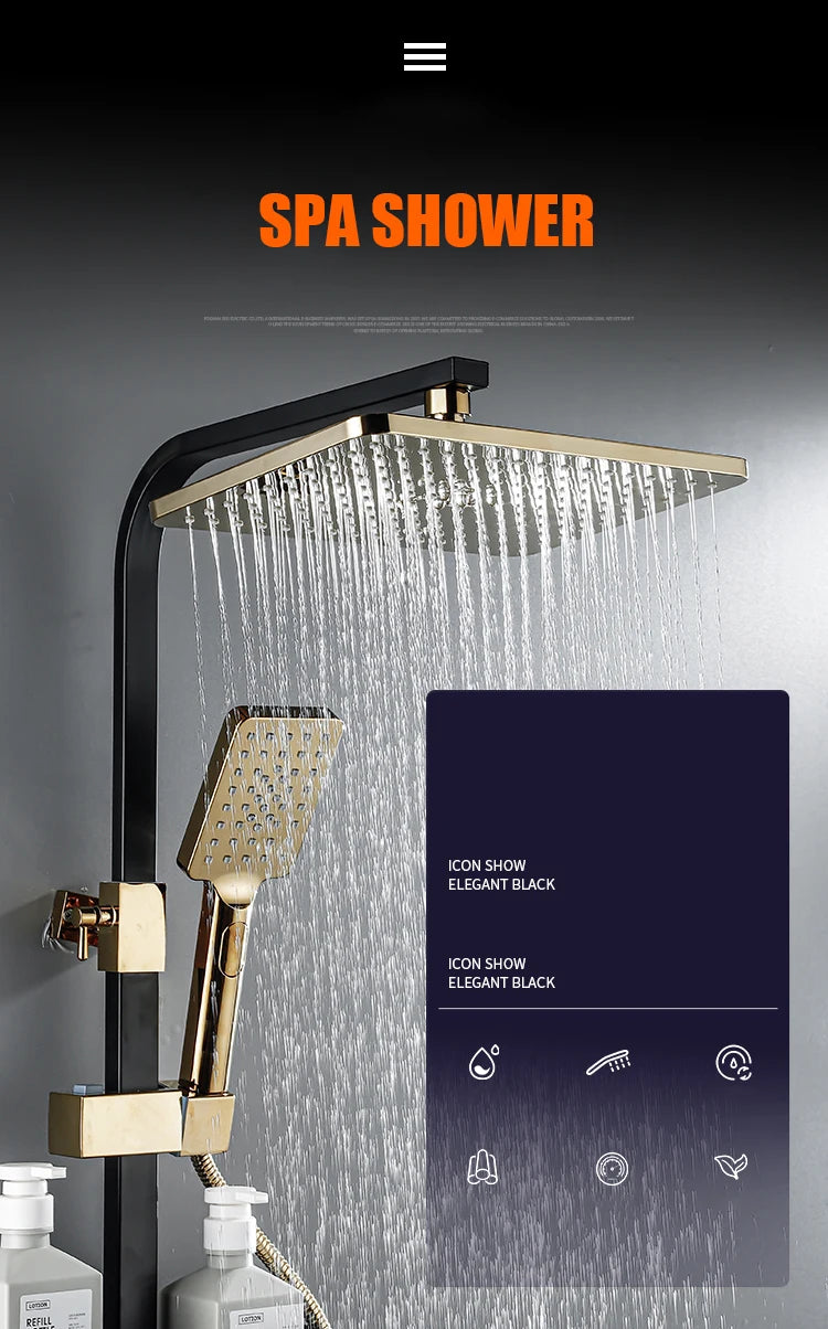 Smart Thermostatic Shower System Bathroom LED Light Digital Shower Set Wall Mount SPA Rainfall Bath Faucet Modern Luxury Grifos