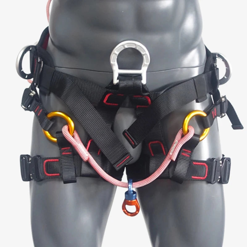 Outdoor Half Body Harness Climbing Safety Belt Protection Equipment with Front Bridge and 360 Degree Swivel Connector