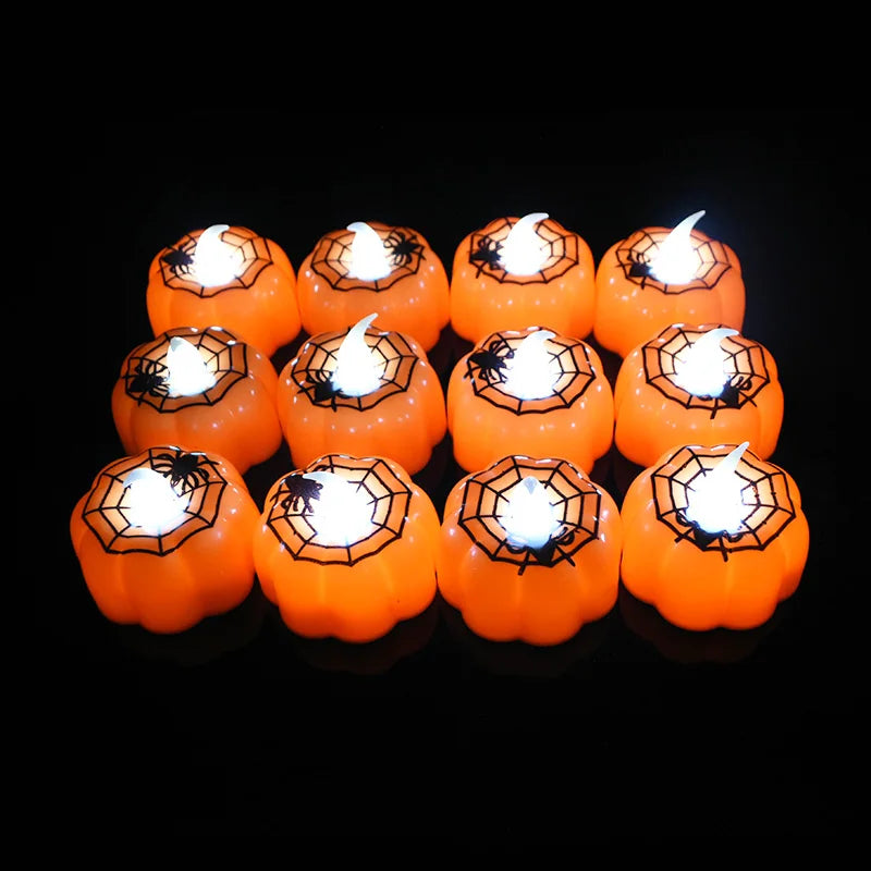 6Pcs/lot LED Pumpkin Light Halloween Decoration Ornaments Flickering Flameless Nigh Lamp Holloween Party Decoration Supplies