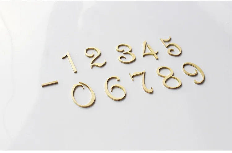 Brass Digital House Number Customized Home Self-Adhesive High-End Creative Hotel Metal Number Plate Vintage Ornament