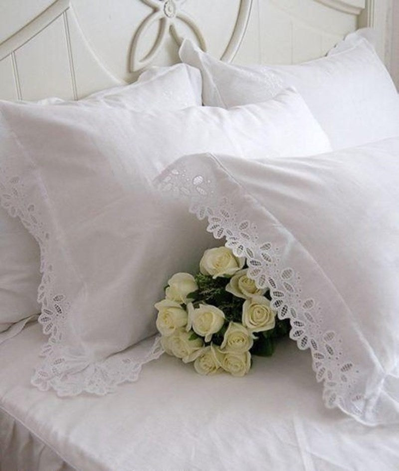 1 piece Princess Pure White Double Layer Lace Flounced Cotton Wedding Pure Cotton Bedding Pillowcase pillow cover fall decor