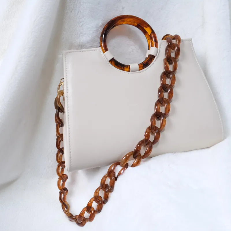 New Fashion Woman Bag Accessory Detachable Replacement Blue Pink Brown Acrylic Chain Luxury Strap Resin Shoulder Clutch Chain