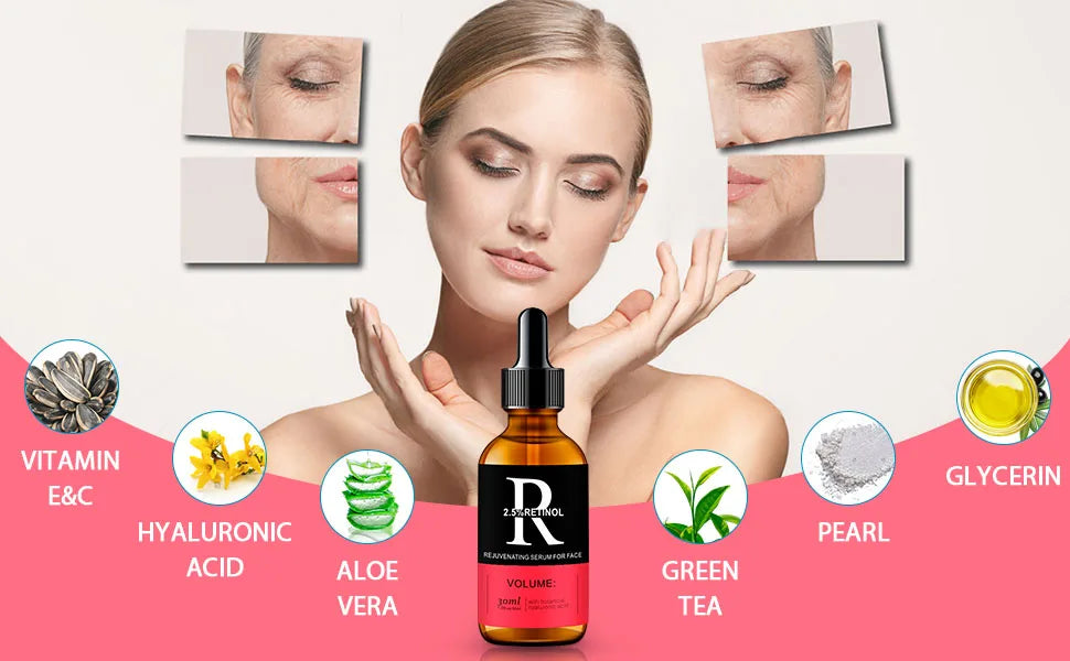 ENVISHA Retinol Facial Serum Hyaluronic Acid Vitamin C Anti-Wrinkle Aging Whitening Skin Care Shrinking Pores Moisturizing