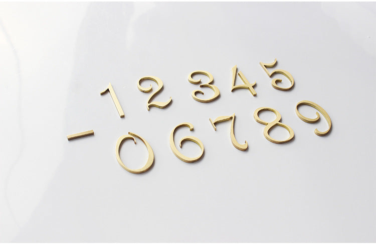 Brass Digital House Number Customized Home Self-Adhesive High-End Creative Hotel Metal Number Plate Vintage Ornament