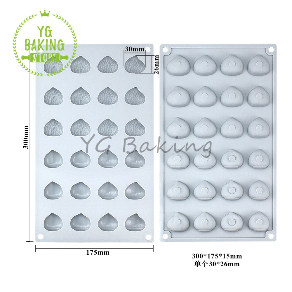 Dorica 24 Cavity Chestnut Design Mousse Mould DIY Pudding Dessert Chocolate Silicone Mold Cake Decorating Tools Kitchen Bakeware