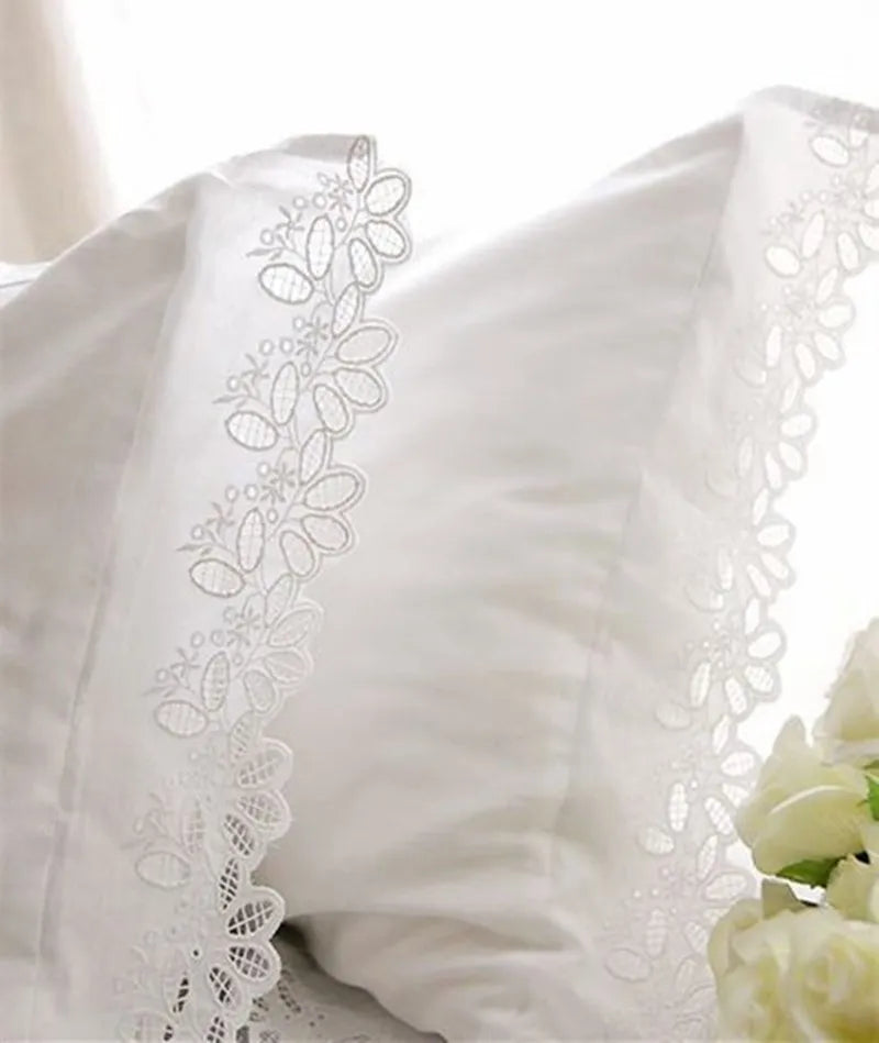 1 piece Princess Pure White Double Layer Lace Flounced Cotton Wedding Pure Cotton Bedding Pillowcase pillow cover fall decor